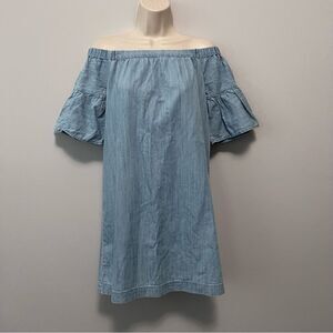 Madewell Blue Denim Azalea Off-Shoulder Dress Size S